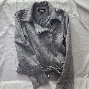 Greylin Grey Boucle Knit Moto Jacket S